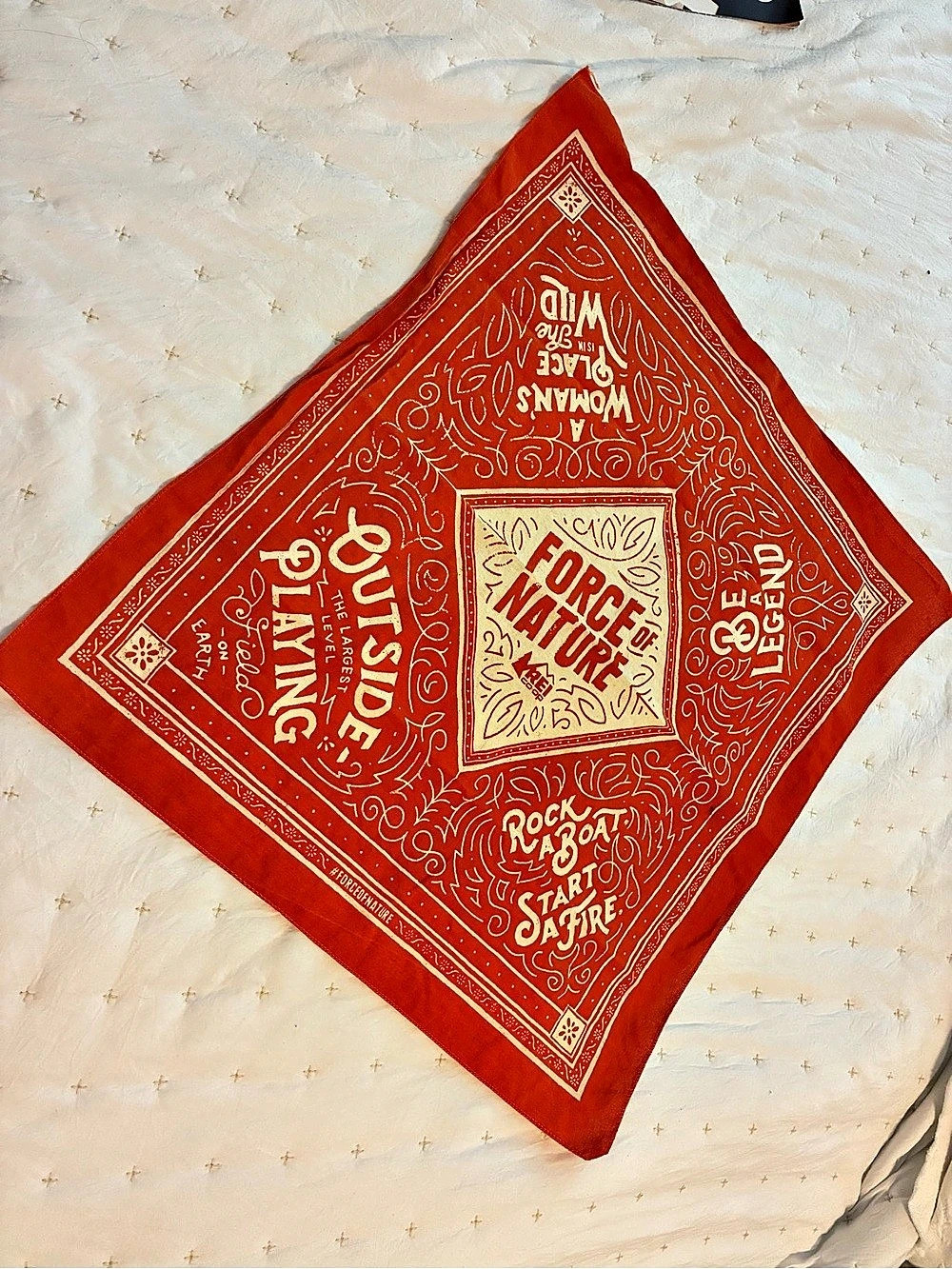 REI Force of Nature Bandana Red & White Graphic Scarf